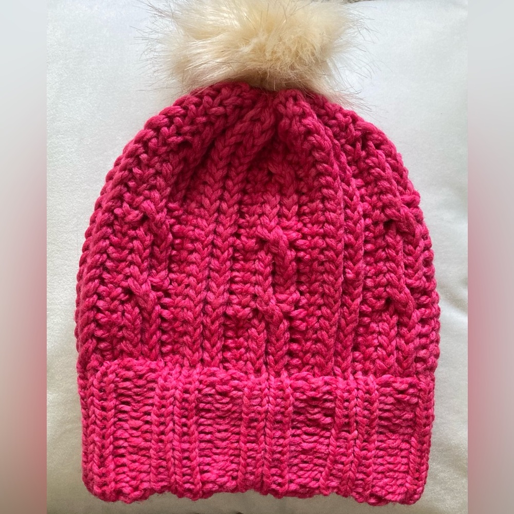 Handmade Pink Cable Knit Hat